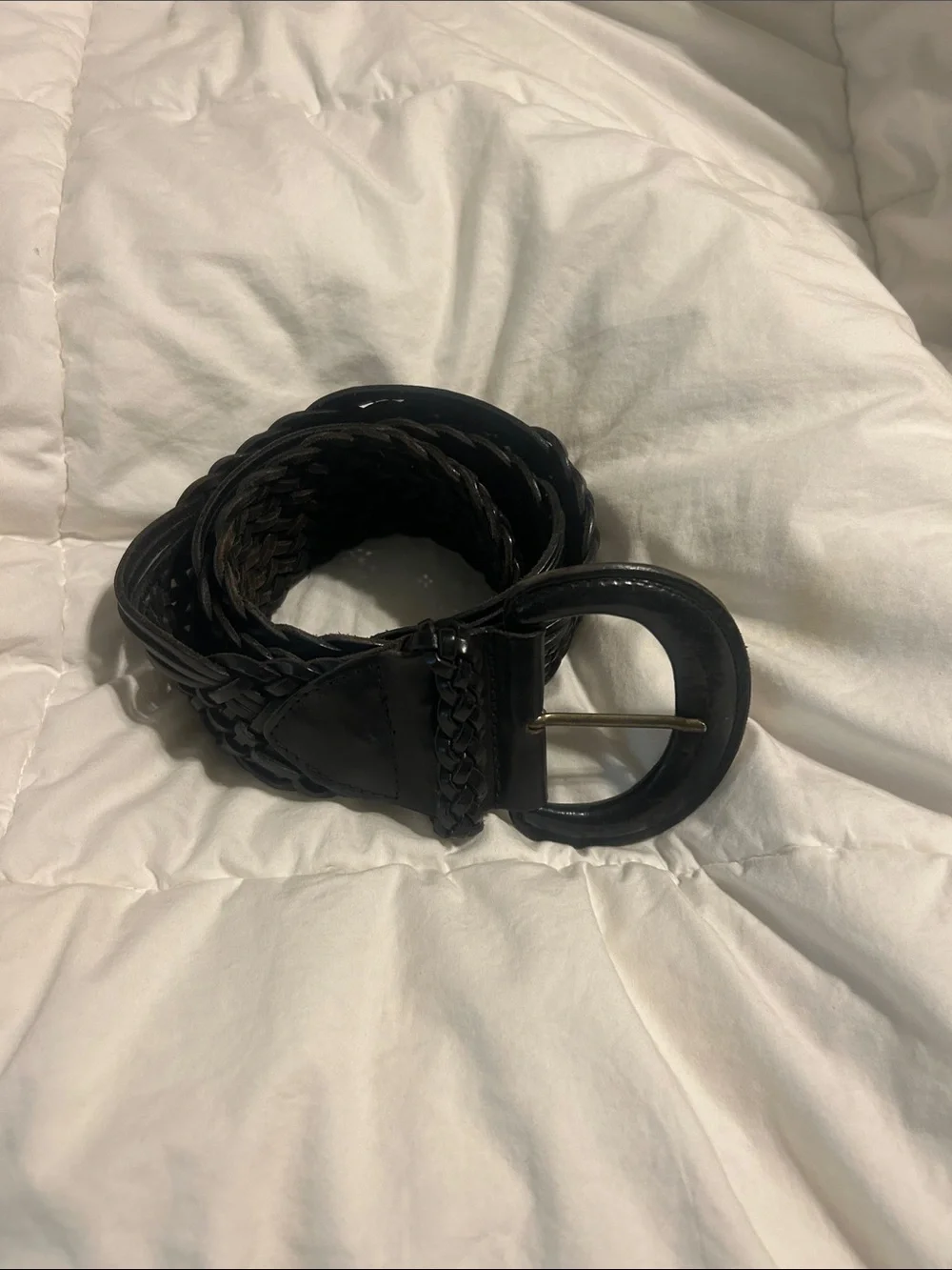 Black Woven medium Leather Belt made in turkey
